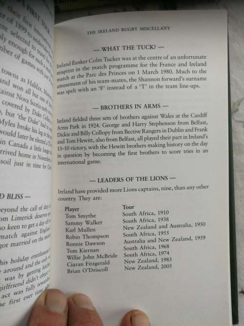 THE IRELAND RUGBY MISCELLANY by CIARAN CRONIN with Foreword by WILLIE JOHN McBRIDE Irish