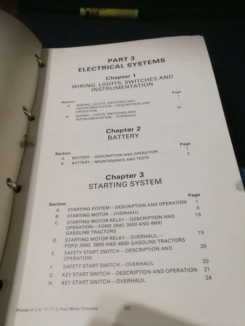 FORD TRACTOR REPAIR MANUAL SE3660  1977  for Ford 3 and 4 Cylinder Agricultural tractors