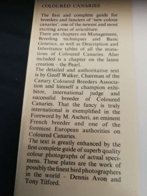 2 BOOKS CANARIES G T DODWELL  plus COLOURED CANARIES G B R WALKER  Caged Birds Aviaries Avirary