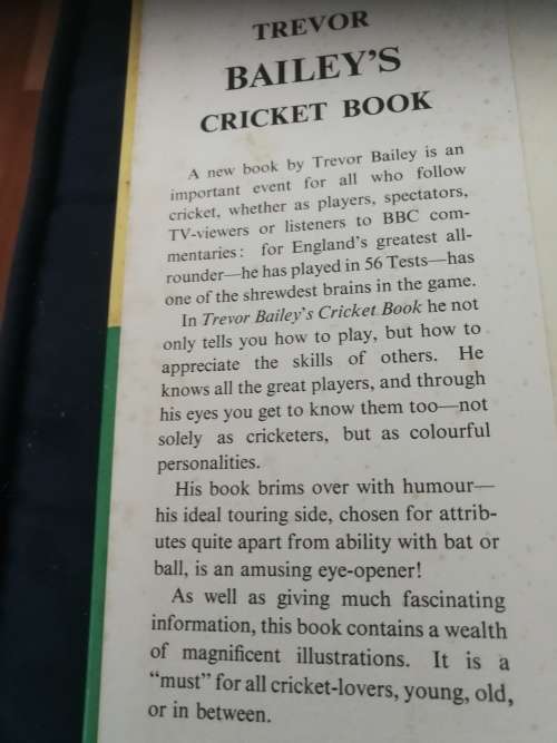 TREVOR BAILEY`S CRICKET BOOK FIRST EDITION 1959