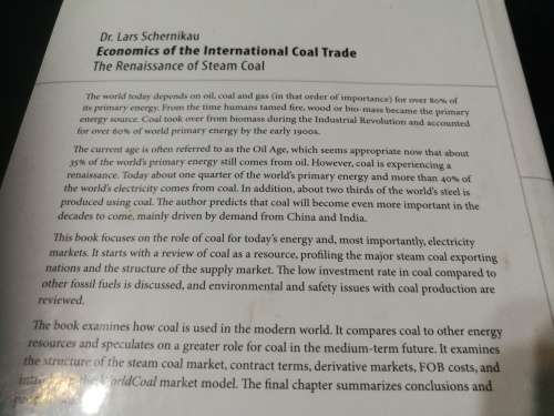 ECONOMICS OF THE INTERNATIONAL COAL TRADE The Renaissance of Steam Coal Dr LARS SCHERNIKAU