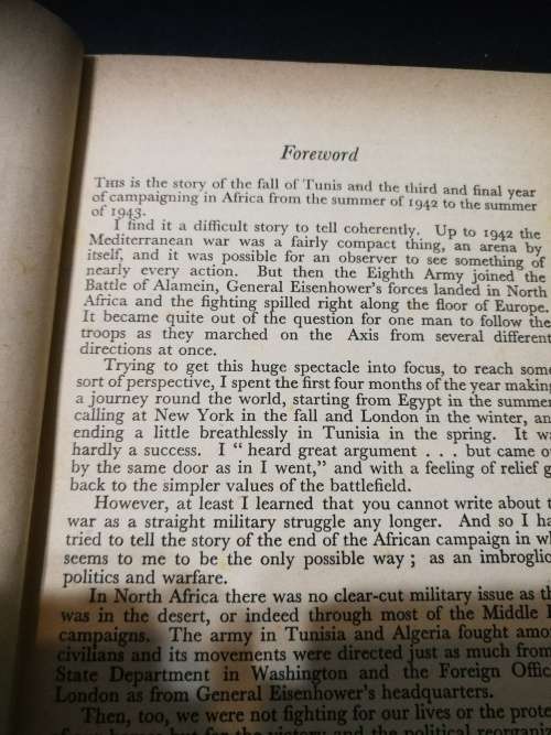 THE END IN AFRICA  ALAN MOOREHEAD  ( The Fall of Tunis  - World War Two )
