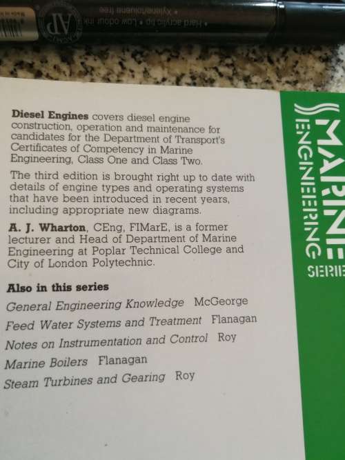 DIESEL ENGINES A J WHARTON Third Edition Marine Engineering Series