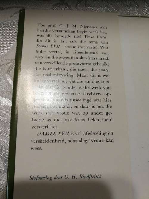 DAMES 17 ( XVII) Vertellinge van Vroue versamel deur  C J M NIENABER