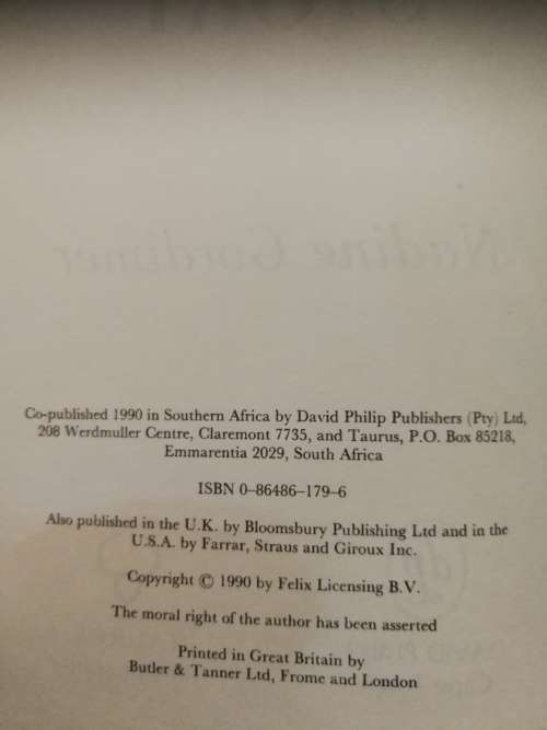 MY SON`S STORY NADINE GORDIMER ( First Edition in South Africa 1990 )