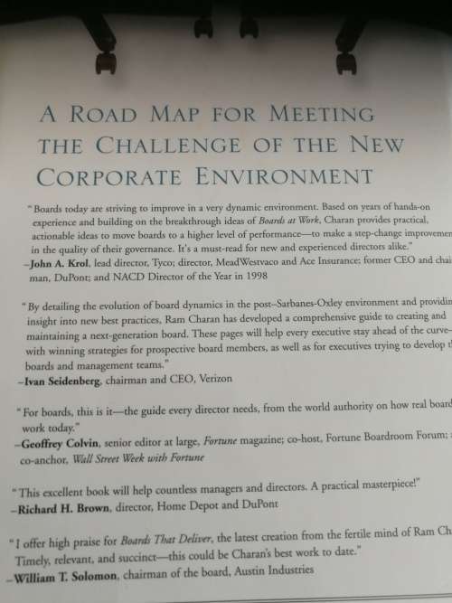 BOARDS THAT DELIVER Advancing Corporate Governance Compliance to Competitive Advantage RAM CHARAN