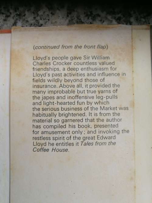 TALES FROM THE COFFEE HOUSE Stories about LLOYDS WILLIAM CHARLES CROCKER (  Insurance )