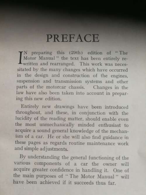 THE MOTOR MANUAL  Twenty - Ninth Edition  ( published around 1937 )