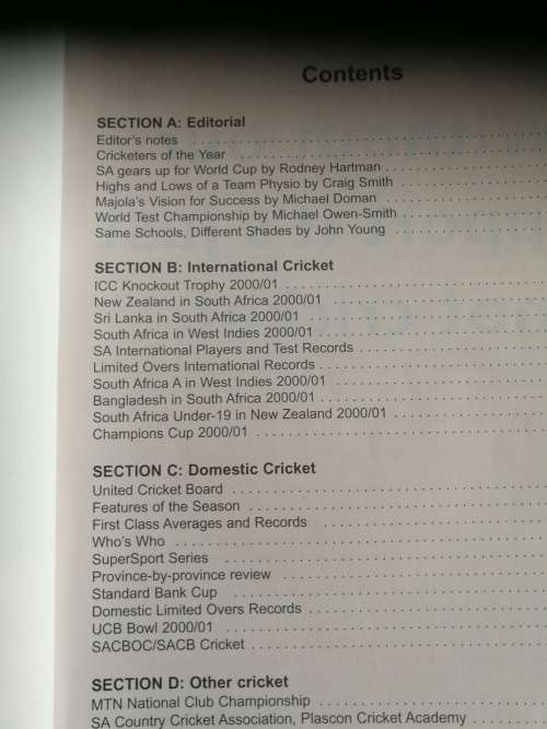 SA CRICKET ANNUAL 2001 ( South African Cricketing Annual S A  )