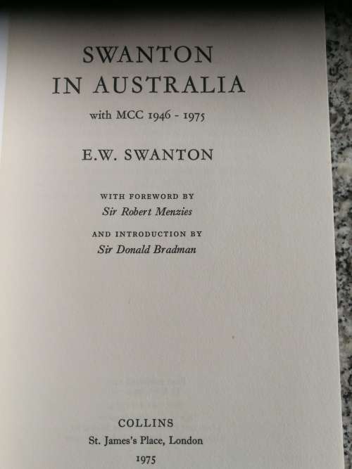 SWANTON IN AUSTRALIA with MCC 1946 - 1975 E W SWANTON ( Cricket )
