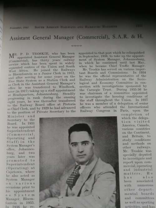 S A R and H MAGAZINE November 1941 South African Railways and Harbours