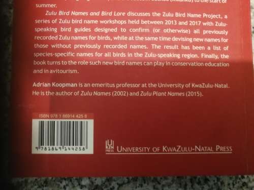 ZULU BIRD NAMES and BIRD LORE ADRIAN KOOPMAN ( Birding Birds  )
