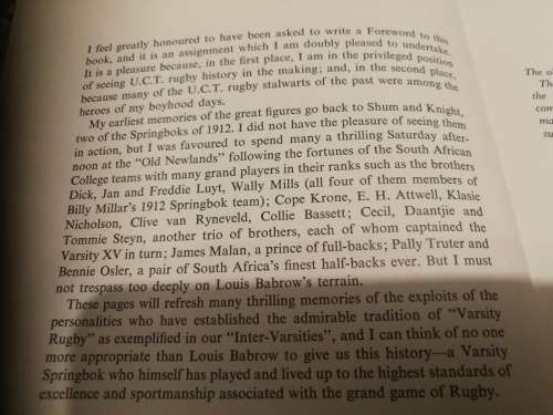 THE VARSITY SPIRIT The Story of Rugby Football at the University of Cape Town LOUIS BABROW