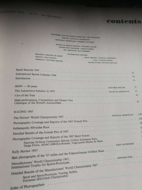 AUTOMOBILE YEAR 15  ( 1967 -1968 ) Includes an article on the 1st S A GP ( Motor Cars Motorcars )