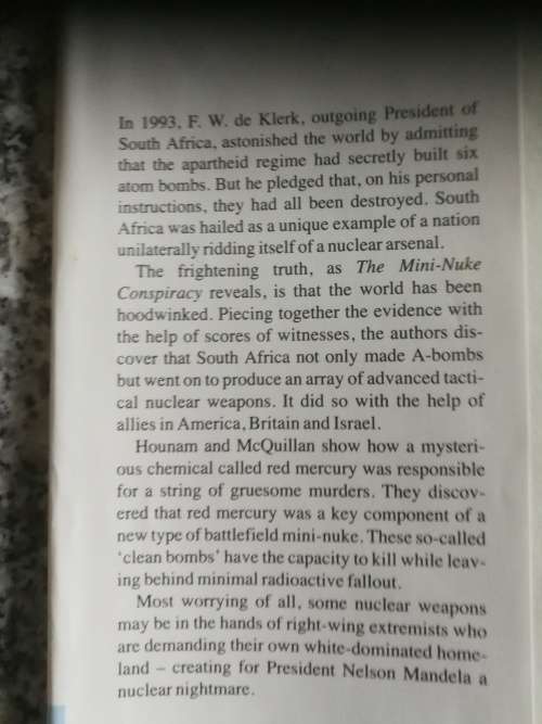 THE MINI-NUKE CONSIRACY PETER HOUNAM STEVE MCQUILLAN Mandela`s Nuclear Nightmare mini nuke