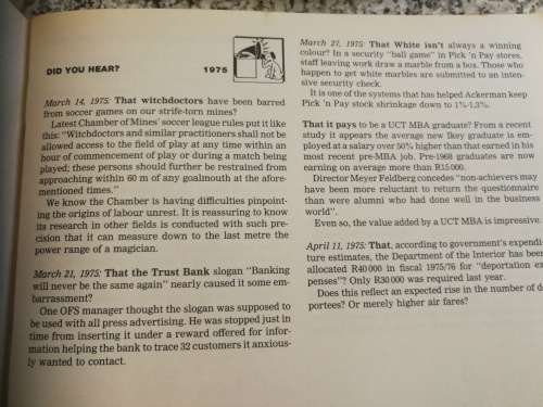 DID YOU HEAR ? May 1975 to May 1992 FINANCIAL MAIL DAVID FURLONGER 1992 Cartoons Jokes