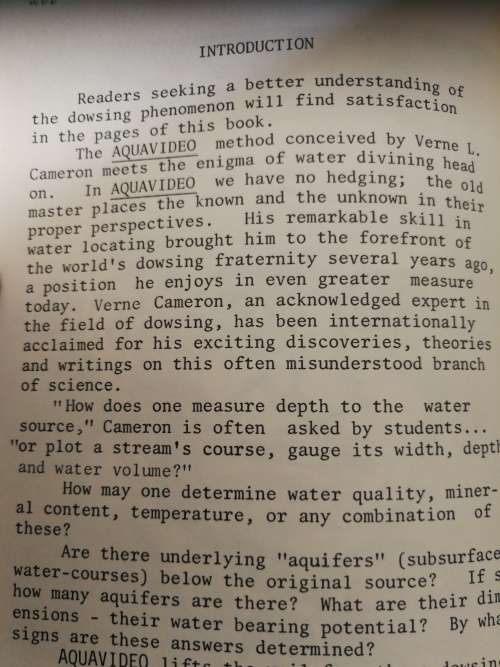 AQUAVIDEO Locating Underground Water through the sensory eye of VERNE L CAMERON