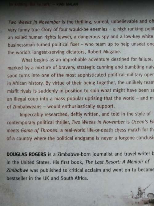 TWO WEEKS IN NOVEMBER DOUGLAS ROGERS ( Rhodesia   Rhodesiana