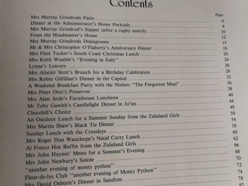 MEMORABLE OCCASIONS  COOKBOOK OF FLEUR de LYS HILTON COLLEGE 1986 KwaZulu Natal