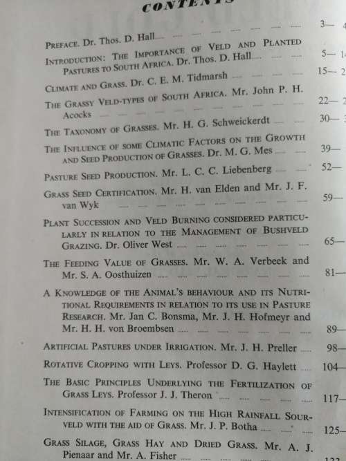VELD GOLD A SOUTH AFRICAN BOOK OF GRASSLAND FARMING Report of the S African Grass Conference 1952