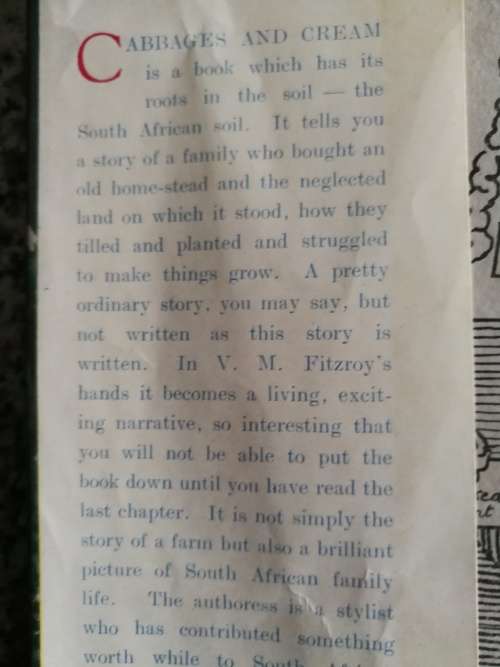 CABBAGES AND CREAM by V M FITZROY ( around 1949 )