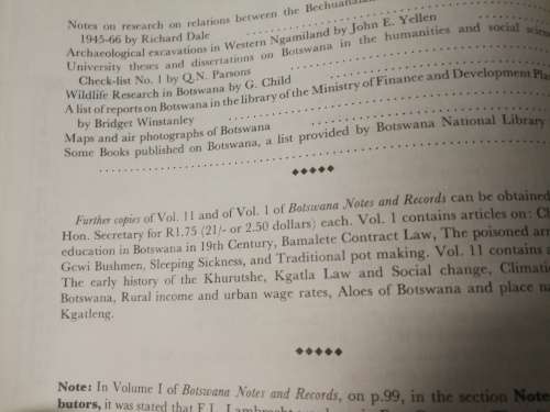 BOTSWANA NOTES AND RECORDS VOLUME 3 Published by The Botswana Society Gaberone  ( Journal )
