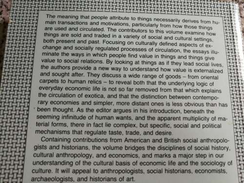 THE SOCIAL LIFE OF THINGS COMMODITIES IN PERSPECTIVE Edited by ARJUN APPADURAI