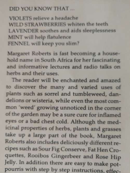 The MEDICINAL and CULINARY USES  of HERBS MARGARET ROBERTS BOOK of HERBS ( healing and cooking )
