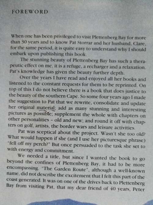 PLETTENBERG BAY AND THE PARADISE COAST PATRICIA STORRAR,