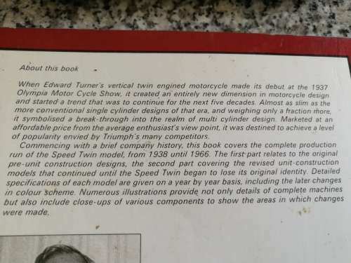 TRIUMPH SPEED TWIN Development History the Pre-Unit & Unit 500cc twin H Woolridge Motor Cycles Bike