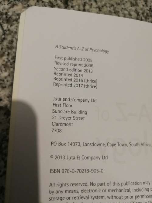 A STUDENTS A - Z OF PSYCHOLOGY V van Deventer and M Mojapelo - Batka 2nd Edition