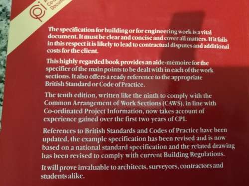 SPECIFICATION WRITING FOR ARCHITECTS and SURVEYORS CHRISTOPHER J WILLIS and J ANDREW WILLIS