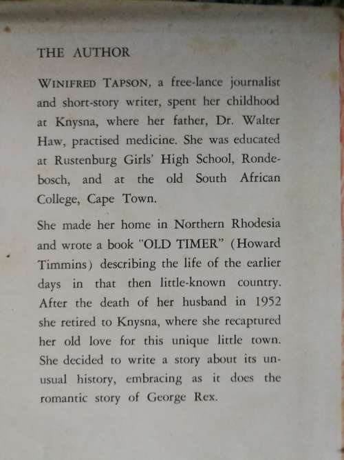 TIMBER AND TIDES The Story of KNYSNA and PLETTENBERG BAY by WINIFRED TAPSON
