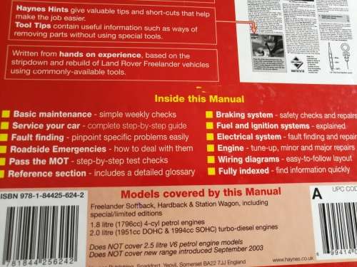 LAND ROVER FREELANDER 1997 TO SEPT. 2003 ( R  to 53 reg ) HAYNES SERVICE and REPAIR MANUAL