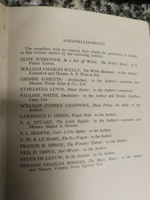 VELD-TRAILS AND PAVEMENTS An Anthology of South African Short Stories compiled by H C BOSMAN 1952