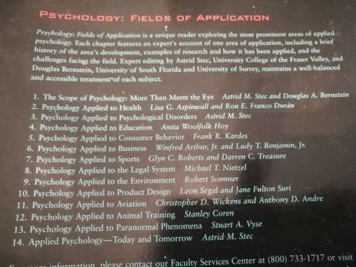 PSYCHOLOGY FIELDS OF APPLICATION ASTRID M STEC DOUGLAS A BERNSTEIN ( Editors )