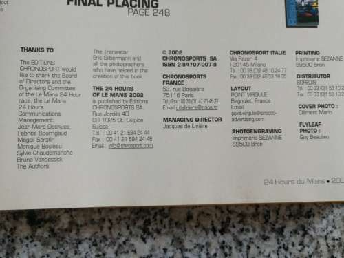 2002 LE MANS 24 HOURS JEAN-MARC TEISSEDRE CHRISTIAN MOITY ( Motor racing )