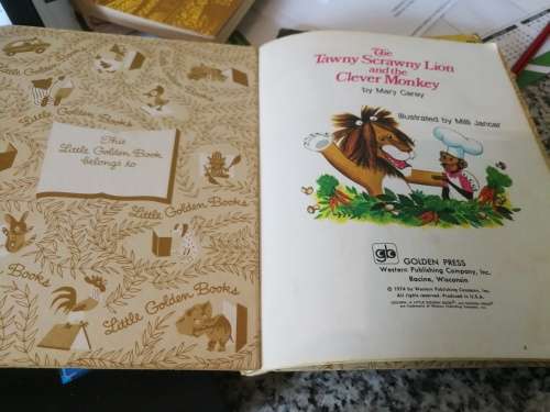 THE TAWNY SCRAWNY LION and the CLEVER MONKEY MARY CARY  GOLDEN PRESS 1974