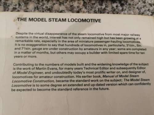 THE MODEL STEAM LOCOMOTIVE MARTIN EVANS A complete treatise on design and construction  ( trains  )