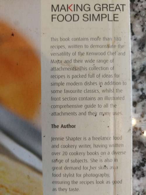 KENWOOD CREATE Recipes for the KENWOOD Chef and Major JENNIE SHAPTER ( Kenwood Mixer  Baking )