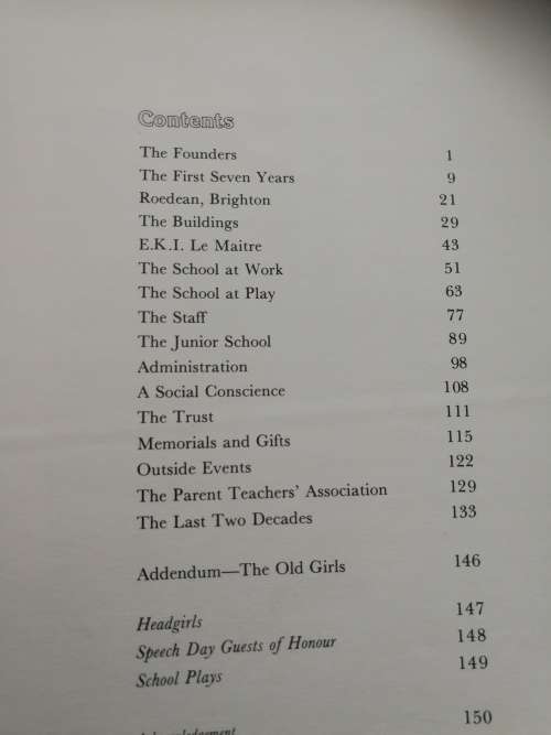 HONNEUR AULX DIGNES ROEDEAN SCHOOL 1903 - 1978 JOAN RAIKES