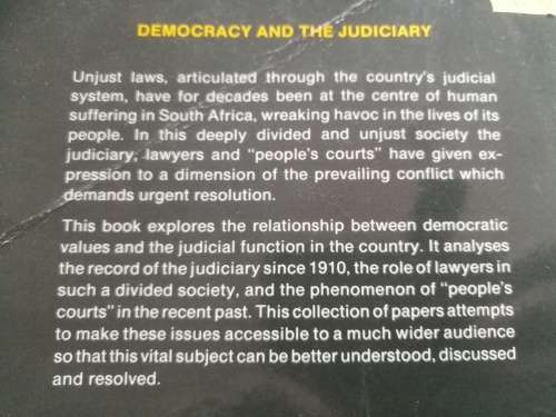 DEMOCRACY and the JUDICIARY Edited by HUGH CORDER Published by IDASA