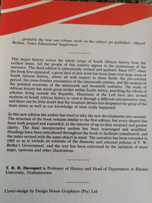 SOUTH AFRICA   A MODERN HISTORY T R H DAVENPORT