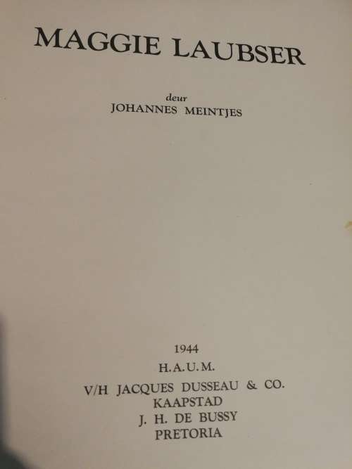 MAGGIE LAUBSER  deur JOHANNES MEINTJIES 1944