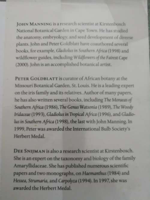 THE COLOR ENCYCLOPEDIA OF CAPE BULBS JOHN MANNING PETER GOLDBLATT DEE SNIJMAN (  plants )