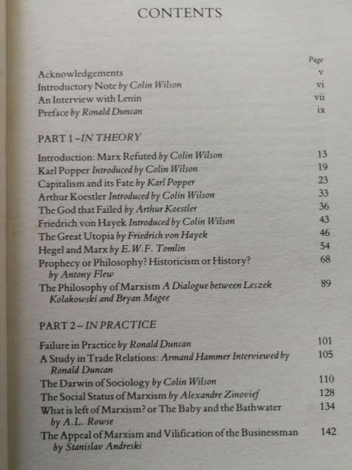 MARX REFUTED Edited by RONALD DUNCAN and COLIN WILSON ( many contributors  political studies )