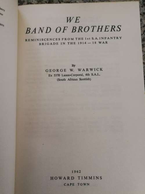 Reserved for BenBot WE BAND OF BROTHERS GEORGE W WARWICK