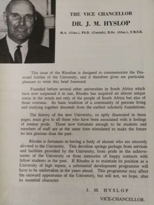 JUBILEE RHODIAN 1904 - 1964  ( Commemorate the Diamond Jublilee of Rhodes University )