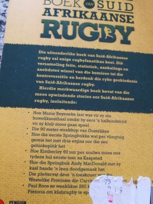 UITSONDERLIKE BOEK VAN SUID AFRIKAANSE RUGBY WIM van den BERG