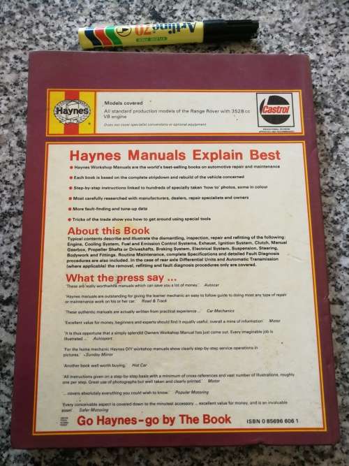 RANGE ROVER OWNERS WORKSHOP MANUAL  1970 TO 1980 HAYNES No. 606